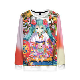 Женский свитшот 3D с принтом Hatsune Miku в городе Новоалтайск, 100% полиэстер с мягким внутренним слоем | круглый вырез горловины, мягкая резинка на манжетах и поясе, свободная посадка по фигуре | аниме | виртуальная певица | вокалоид | девушки | манга | мульт | сёдзё | сериал | фантастика | япония