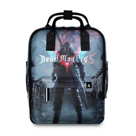 Женский рюкзак 3D с принтом DEVIL MAY CRY 5 в городе Новоалтайск, 100% полиэстер | лямки с регулируемой длиной, сверху ручки, чтобы рюкзак нести как сумку. Основное отделение закрывается на молнию, как и внешний карман. Внутри два дополнительных кармана, один из которых закрывается на молнию. По бокам два дополнительных кармашка, куда поместится маленькая бутылочка
 | devil may cry | game | девил май край | игра
