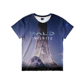 Детская футболка 3D с принтом HALO INFINITE в городе Новоалтайск, 100% гипоаллергенный полиэфир | прямой крой, круглый вырез горловины, длина до линии бедер, чуть спущенное плечо, ткань немного тянется | master chief | инфинит | мастер чиф | хало