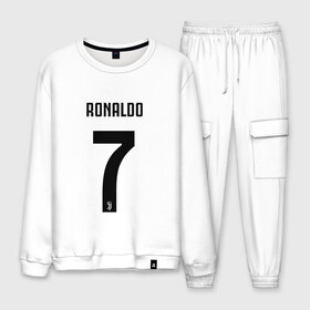 Мужской костюм хлопок с принтом RONALDO JUVE SPORT в городе Новоалтайск, 100% хлопок | на свитшоте круглая горловина, мягкая резинка по низу. Брюки заужены к низу, на них два вида карманов: два “обычных” по бокам и два объемных, с клапанами, расположенные ниже линии бедра. Брюки с мягкой трикотажной резинкой на поясе и по низу штанин. В поясе для дополнительного комфорта — широкие завязки | club | cr7 | fc | football | ronaldo | sport | криштиану роналду | роналдо | спорт | фк | форма | футбольный клуб | ювентус