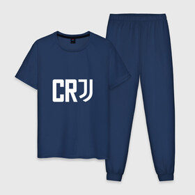 Мужская пижама хлопок с принтом RONALDO JUVE SPORT в городе Новоалтайск, 100% хлопок | брюки и футболка прямого кроя, без карманов, на брюках мягкая резинка на поясе и по низу штанин
 | cr7 | fc | клуб | криштиану роналду | роналдо | фк | ювентус