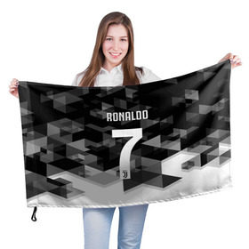 Флаг 3D с принтом RONALDO JUVE SPORT в городе Новоалтайск, 100% полиэстер | плотность ткани — 95 г/м2, размер — 67 х 109 см. Принт наносится с одной стороны | cr7 | fc | клуб | криштиану роналду | роналдо | фк | ювентус