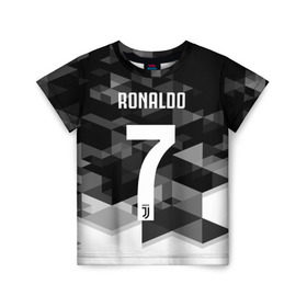 Детская футболка 3D с принтом RONALDO JUVE SPORT в городе Новоалтайск, 100% гипоаллергенный полиэфир | прямой крой, круглый вырез горловины, длина до линии бедер, чуть спущенное плечо, ткань немного тянется | Тематика изображения на принте: cr7 | fc | клуб | криштиану роналду | роналдо | фк | ювентус
