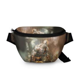 Поясная сумка 3D с принтом God of War в городе Новоалтайск, 100% полиэстер | плотная ткань, ремень с регулируемой длиной, внутри несколько карманов для мелочей, основное отделение и карман с обратной стороны сумки застегиваются на молнию | atreus | god of war | god of war 4 | gow | kratos | ps4 | атрей | бог войны | гов | зы4 | кратос | левиафан | мальчик | мимир | мировой змей | пиратs | руны | эксклюзив