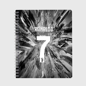Тетрадь с принтом RONALDO JUVE SPORT в городе Новоалтайск, 100% бумага | 48 листов, плотность листов — 60 г/м2, плотность картонной обложки — 250 г/м2. Листы скреплены сбоку удобной пружинной спиралью. Уголки страниц и обложки скругленные. Цвет линий — светло-серый
 | cr7 | fc | клуб | криштиану роналду | роналдо | фк | ювентус