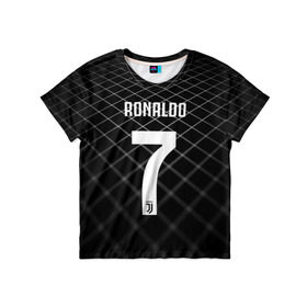 Детская футболка 3D с принтом RONALDO JUVE SPORT в городе Новоалтайск, 100% гипоаллергенный полиэфир | прямой крой, круглый вырез горловины, длина до линии бедер, чуть спущенное плечо, ткань немного тянется | Тематика изображения на принте: cr7 | fc | клуб | криштиану роналду | роналдо | фк | ювентус