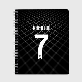 Тетрадь с принтом RONALDO JUVE SPORT в городе Новоалтайск, 100% бумага | 48 листов, плотность листов — 60 г/м2, плотность картонной обложки — 250 г/м2. Листы скреплены сбоку удобной пружинной спиралью. Уголки страниц и обложки скругленные. Цвет линий — светло-серый
 | cr7 | fc | клуб | криштиану роналду | роналдо | фк | ювентус