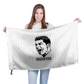 Флаг 3D с принтом RONALDO JUVE SPORT в городе Новоалтайск, 100% полиэстер | плотность ткани — 95 г/м2, размер — 67 х 109 см. Принт наносится с одной стороны | cr7 | fc | клуб | криштиану роналду | роналдо | фк | ювентус