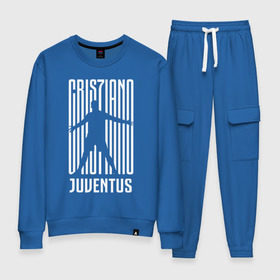 Женский костюм хлопок с принтом RONALDO JUVE SPORT в городе Новоалтайск, 100% хлопок | на свитшоте круглая горловина, мягкая резинка по низу. Брюки заужены к низу, на них два вида карманов: два 