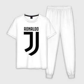 Мужская пижама хлопок с принтом RONALDO JUVE SPORT в городе Новоалтайск, 100% хлопок | брюки и футболка прямого кроя, без карманов, на брюках мягкая резинка на поясе и по низу штанин
 | cr7 | fc | клуб | криштиану роналду | роналдо | фк | ювентус