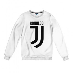 Женский свитшот хлопок с принтом RONALDO JUVE SPORT в городе Новоалтайск, 100% хлопок | прямой крой, круглый вырез, на манжетах и по низу широкая трикотажная резинка  | cr7 | fc | клуб | криштиану роналду | роналдо | фк | ювентус