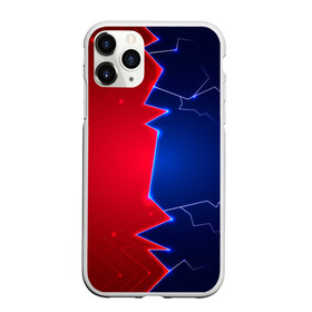 Чехол для iPhone 11 Pro Max матовый с принтом Battle color в городе Новоалтайск, Силикон |  | Тематика изображения на принте: blue | lightning | lines | red | красный | линии | молния | половины | противостояние | синий
