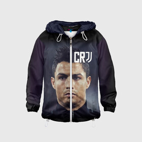 Детская ветровка 3D с принтом RONALDO JUVE SPORT в городе Новоалтайск, 100% полиэстер | подол и капюшон оформлены резинкой с фиксаторами, по бокам два кармана без застежек, один потайной карман на груди | Тематика изображения на принте: cr7 | fc | клуб | криштиану роналду | роналдо | фк | форма | ювентус