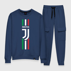 Женский костюм хлопок с принтом Juventus Italy в городе Новоалтайск, 100% хлопок | на свитшоте круглая горловина, мягкая резинка по низу. Брюки заужены к низу, на них два вида карманов: два 