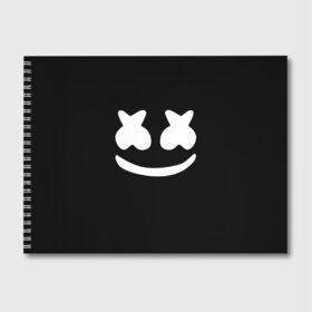 Альбом для рисования с принтом Marshmello black в городе Новоалтайск, 100% бумага
 | матовая бумага, плотность 200 мг. | Тематика изображения на принте: dj | dj marshmello | marshmello | клуб | клубная музыка | музыка