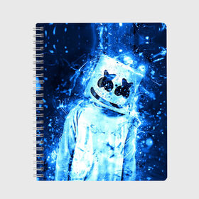 Тетрадь с принтом Marshmello в городе Новоалтайск, 100% бумага | 48 листов, плотность листов — 60 г/м2, плотность картонной обложки — 250 г/м2. Листы скреплены сбоку удобной пружинной спиралью. Уголки страниц и обложки скругленные. Цвет линий — светло-серый
 | christopher | comstock | dj | dotcom | friends | marshmallow | marshmello | usa | диджей | друзья | комсток | крис | маршмэллоу | продюсер | сша