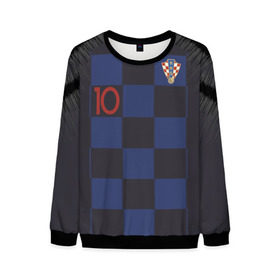 Мужской свитшот 3D с принтом Modric away WC 2018 в городе Новоалтайск, 100% полиэстер с мягким внутренним слоем | круглый вырез горловины, мягкая резинка на манжетах и поясе, свободная посадка по фигуре | Тематика изображения на принте: croatia | cup | luka | modric | russia | vida | world | вида | лука | мира | модрич | чемпионат