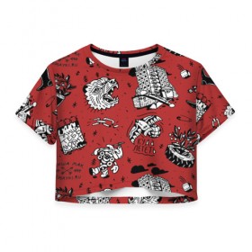 Женская футболка 3D укороченная с принтом Summer set в городе Новоалтайск, 100% полиэстер | круглая горловина, длина футболки до линии талии, рукава с отворотами | old school | taknado | urban | граффити | илюстратор | сибирь | стрит арт | тату