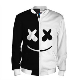 Мужской бомбер 3D с принтом MARSHMELLO BLACK & WHITE в городе Новоалтайск, 100% полиэстер | застегивается на молнию, по бокам два кармана без застежек, по низу бомбера и на воротнике - эластичная резинка | dj | marshmello | клубная музыка | маршмелло | музыка | музыкант