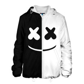 Мужская куртка 3D с принтом MARSHMELLO BLACK & WHITE в городе Новоалтайск, ткань верха — 100% полиэстер, подклад — флис | прямой крой, подол и капюшон оформлены резинкой с фиксаторами, два кармана без застежек по бокам, один большой потайной карман на груди. Карман на груди застегивается на липучку | dj | marshmello | клубная музыка | маршмелло | музыка | музыкант