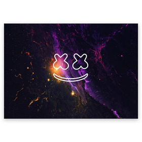Поздравительная открытка с принтом MARSHMELLO в городе Новоалтайск, 100% бумага | плотность бумаги 280 г/м2, матовая, на обратной стороне линовка и место для марки
 | dj | marshmello | клубная музыка | маршмелло | музыка | музыкант