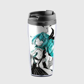 Термокружка-непроливайка с принтом Hatsune Miku в городе Новоалтайск, внутренняя часть — пищевой пластик, наружная часть — прозрачный пластик, между ними — полиграфическая вставка с рисунком | объем — 350 мл, герметичная крышка | hatsune miku | аниме | вокалоид | девушки | манга | мульт | оружие | певица | сёдзё | сериал | хатсуне мику | япония