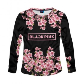 Женский лонгслив 3D с принтом BlackPink sakura в городе Новоалтайск, 100% полиэстер | длинные рукава, круглый вырез горловины, полуприлегающий силуэт | black  pink | blackpink | jennie | jisoo | k pop | lalisa | sakura | группа | к поп | корейская группа | розовый | сакура | черный