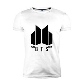 Мужская футболка премиум с принтом BTS ARMY в городе Новоалтайск, 92% хлопок, 8% лайкра | приталенный силуэт, круглый вырез ворота, длина до линии бедра, короткий рукав | bts | j hope | jimin | jin | jungkook | k pop | rap monster | rapmon | suga | v | бтс | группа | корея