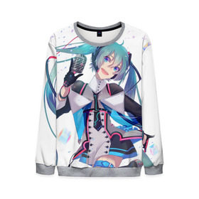 Мужской свитшот 3D с принтом Hatsune Miku в городе Новоалтайск, 100% полиэстер с мягким внутренним слоем | круглый вырез горловины, мягкая резинка на манжетах и поясе, свободная посадка по фигуре | Тематика изображения на принте: hatsune miku | аниме | вокалоид | девушки | манга | мульт | оружие | певица | сёдзё | сериал | хатсуне мику | япония