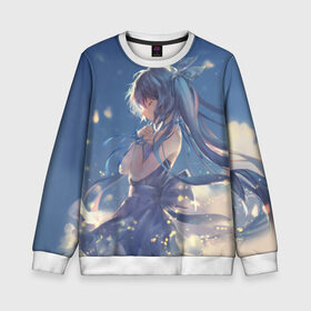 Детский свитшот 3D с принтом Печальная Хатсуне Мику в городе Новоалтайск, 100% полиэстер | свободная посадка, прямой крой, мягкая тканевая резинка на рукавах и понизу свитшота | hatsune miku | аниме | вокалоид | девушки | манга | мульт | оружие | певица | сёдзё | сериал | хатсуне мику | япония