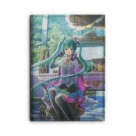 Обложка для автодокументов с принтом Hatsune Miku в городе Новоалтайск, натуральная кожа |  размер 19,9*13 см; внутри 4 больших “конверта” для документов и один маленький отдел — туда идеально встанут права | Тематика изображения на принте: hatsune miku | аниме | вокалоид | девушки | манга | мульт | оружие | певица | сёдзё | сериал | хатсуне мику | япония