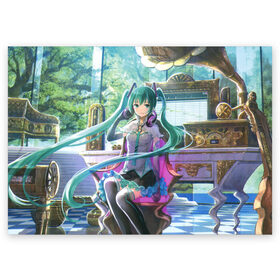 Поздравительная открытка с принтом Hatsune Miku в городе Новоалтайск, 100% бумага | плотность бумаги 280 г/м2, матовая, на обратной стороне линовка и место для марки
 | Тематика изображения на принте: hatsune miku | аниме | вокалоид | девушки | манга | мульт | оружие | певица | сёдзё | сериал | хатсуне мику | япония