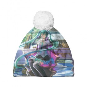 Шапка 3D c помпоном с принтом Hatsune Miku в городе Новоалтайск, 100% полиэстер | универсальный размер, печать по всей поверхности изделия | hatsune miku | аниме | вокалоид | девушки | манга | мульт | оружие | певица | сёдзё | сериал | хатсуне мику | япония