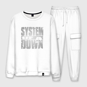 Мужской костюм хлопок с принтом System of a Down в городе Новоалтайск, 100% хлопок | на свитшоте круглая горловина, мягкая резинка по низу. Брюки заужены к низу, на них два вида карманов: два “обычных” по бокам и два объемных, с клапанами, расположенные ниже линии бедра. Брюки с мягкой трикотажной резинкой на поясе и по низу штанин. В поясе для дополнительного комфорта — широкие завязки | soad | soil | system of a down | группа | дав | дарон малакян | джон долмаян | метал | ню | оф | рок | серж танкян | систем | соад | сод | соэд | шаво одаджян | э доун