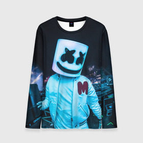 Мужской лонгслив 3D с принтом MARSHMELLO в городе Новоалтайск, 100% полиэстер | длинные рукава, круглый вырез горловины, полуприлегающий силуэт | dj | marshmello | usa | америка | клубная музыка | маршмелло | музыка | музыкант