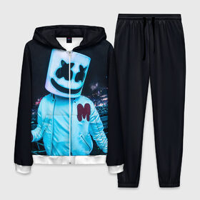 Мужской костюм 3D с принтом MARSHMELLO в городе Новоалтайск, 100% полиэстер | Манжеты и пояс оформлены тканевой резинкой, двухслойный капюшон со шнурком для регулировки, карманы спереди | dj | marshmello | usa | америка | клубная музыка | маршмелло | музыка | музыкант