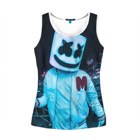 Женская майка 3D с принтом MARSHMELLO в городе Новоалтайск, 100% полиэстер | круглая горловина, прямой силуэт, длина до линии бедра | dj | marshmello | usa | америка | клубная музыка | маршмелло | музыка | музыкант