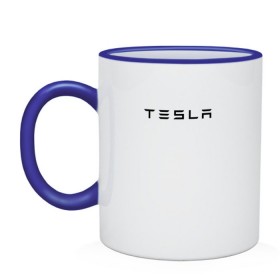 Кружка двухцветная с принтом Tesla в городе Новоалтайск, керамика | объем — 330 мл, диаметр — 80 мм. Цветная ручка и кайма сверху, в некоторых цветах — вся внутренняя часть | Тематика изображения на принте: elon | mask | musk | илон маск | маск | тесла