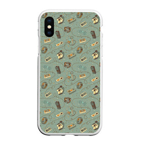Чехол для iPhone XS Max матовый с принтом Oldschool pattern в городе Новоалтайск, Силикон | Область печати: задняя сторона чехла, без боковых панелей | Тематика изображения на принте: 80 | 90 | camera | eighties | nineties | oldschool | phone | retro | vch | видеокассета | восьмидесятые | девяностые | камера | кассета | олдскул | очки | ретро | телефон