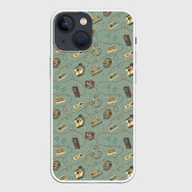 Чехол для iPhone 13 mini с принтом Oldschool pattern в городе Новоалтайск,  |  | 80 | 90 | camera | eighties | nineties | oldschool | phone | retro | vch | видеокассета | восьмидесятые | девяностые | камера | кассета | олдскул | очки | ретро | телефон