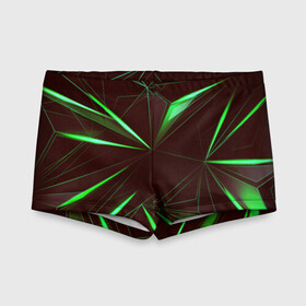 Детские купальные плавки 3D с принтом STRIPES GREEN 3D в городе Новоалтайск, Полиэстер 85%, Спандекс 15% | Слитный крой, подклад по переду изделия, узкие бретели | abstract | geometry | абстракция | геометрия | градиент | линии