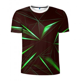 Мужская футболка 3D спортивная с принтом STRIPES GREEN 3D в городе Новоалтайск, 100% полиэстер с улучшенными характеристиками | приталенный силуэт, круглая горловина, широкие плечи, сужается к линии бедра | Тематика изображения на принте: abstract | geometry | абстракция | геометрия | градиент | линии