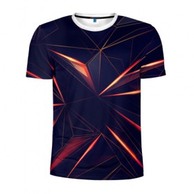 Мужская футболка 3D спортивная с принтом STRIPES ORANGE 3D в городе Новоалтайск, 100% полиэстер с улучшенными характеристиками | приталенный силуэт, круглая горловина, широкие плечи, сужается к линии бедра | Тематика изображения на принте: abstract | geometry | orange | абстракция | геометрия | градиент | линии | оранжевый