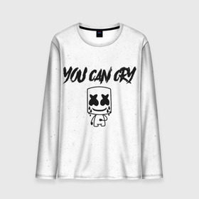 Мужской лонгслив 3D с принтом Marshmello. You can cry в городе Новоалтайск, 100% полиэстер | длинные рукава, круглый вырез горловины, полуприлегающий силуэт | christopher | comstock | cry | dj | dotcom | friends | marshmallow | marshmello | usa | диджей | друзья | комсток | крис | маршмэллоу | плакать | продюсер | сша