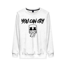 Женский свитшот 3D с принтом Marshmello. You can cry в городе Новоалтайск, 100% полиэстер с мягким внутренним слоем | круглый вырез горловины, мягкая резинка на манжетах и поясе, свободная посадка по фигуре | christopher | comstock | cry | dj | dotcom | friends | marshmallow | marshmello | usa | диджей | друзья | комсток | крис | маршмэллоу | плакать | продюсер | сша
