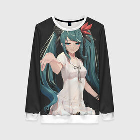 Женский свитшот 3D с принтом Hatsune Miku в городе Новоалтайск, 100% полиэстер с мягким внутренним слоем | круглый вырез горловины, мягкая резинка на манжетах и поясе, свободная посадка по фигуре | hatsune miku | аниме | вокалоид | девушки | манга | мульт | оружие | певица | сёдзё | сериал | хатсуне мику | япония