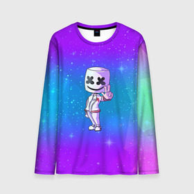 Мужской лонгслив 3D с принтом Marshmello в городе Новоалтайск, 100% полиэстер | длинные рукава, круглый вырез горловины, полуприлегающий силуэт | 