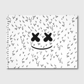 Альбом для рисования с принтом MARSHMELLO в городе Новоалтайск, 100% бумага
 | матовая бумага, плотность 200 мг. | Тематика изображения на принте: dj | marshmello | usa | америка | клубная музыка | маршмелло | музыка | музыкант