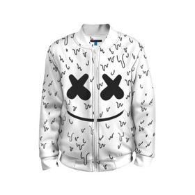 Детский бомбер 3D с принтом MARSHMELLO в городе Новоалтайск, 100% полиэстер | застегивается на молнию, по бокам два кармана без застежек, мягкие манжеты, по низу бомбера и на воротнике — эластичная резинка | dj | marshmello | usa | америка | клубная музыка | маршмелло | музыка | музыкант