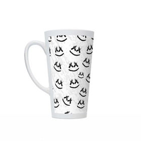 Кружка Латте с принтом MARSHMELLO PATTERN в городе Новоалтайск, Белая керамика | Объем 480 мл; Высота 150 мм; Диаметр 90 мм | dj | marshmello | usa | америка | клубная музыка | маршмелло | музыка | музыкант